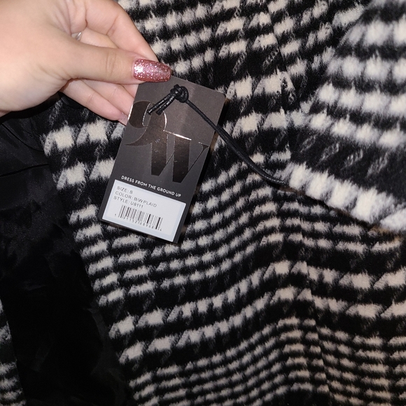 Nine West Notch Collar Walker Coat houndstooth jacket - Picture 5 of 6
